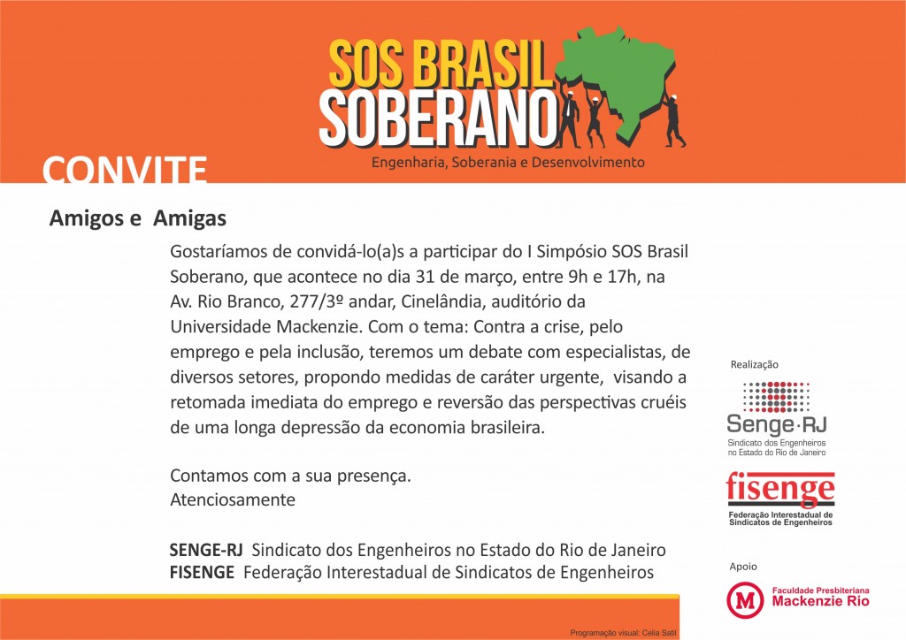 Convite 1 simposio SOS Breasil Soberano para plenaria